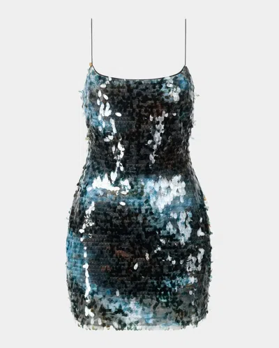 Staud Sur Sequined Mini Dress In Nightspark