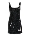 Staud Mini Dress With Constellation Pattern And Slit In Black