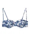 Staud Jo Printed Recycled Underwired Balconette Bikini Top In Blue