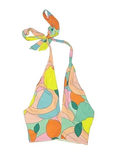 Pre-owned Staud Swimsuit Top Green Print Pattern Swimwear