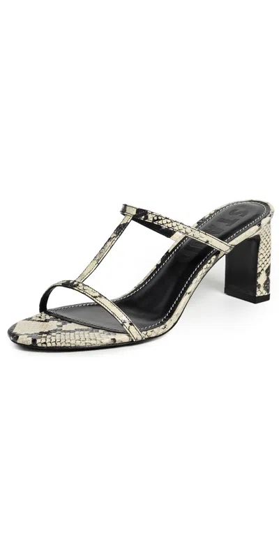 Staud Talita Heel Sandals White Snake In Black
