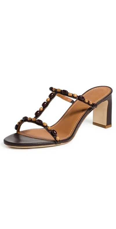 Staud Talita Heel Sandals Wood Beads In Brown