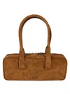 Staud Rectangular Suede Handbag With Top Zipper Closure In Brown