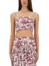 Staud Frederico Tank Top In Bordeaux Toile In White/red