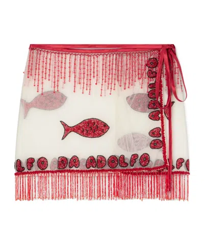Staud Tassel Beaded Mesh Sarong In Multi