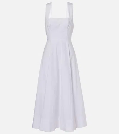 Staud Teresa Cotton Midi Dress In White