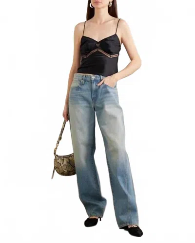 Staud Terra Cropped Lace-trimmed Silk-blend Satin Tank In Black