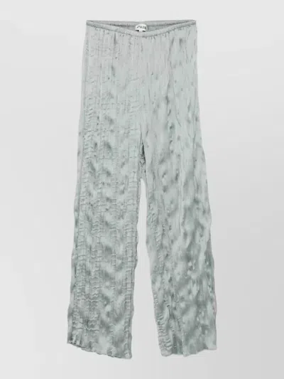 Staud Textured Wide Leg Trousers Elastic Waistband Drawstring In Silver
