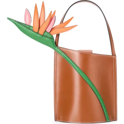 Staud The Bird Of Paradise Leather Bucket Bag In Tan