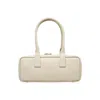 Staud Beige Leather Shoulder Bag With Embossed Logo In Neutral