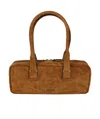 Staud Rectangular Suede Handbag With Top Zipper Closure In Brown