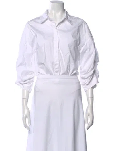 Pre-owned Staud Three-quarter Sleeve Blouse In White