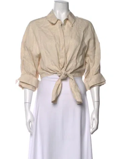 Pre-owned Staud Three-quarter Sleeve Button-up Top In Pink