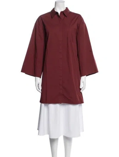 Pre-owned Staud Three-quarter Sleeve Button-up Top In Red