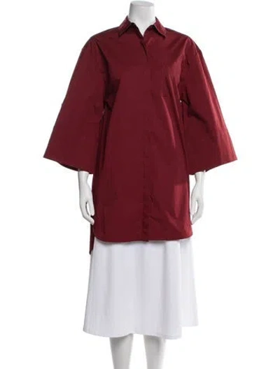 Pre-owned Staud Three-quarter Sleeve Top In Burgundy