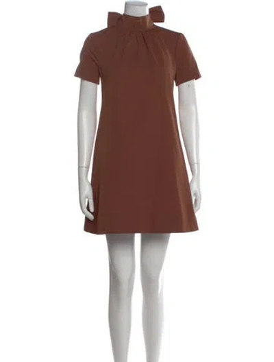 Pre-owned Staud Tie Neck Mini Dress In Brown