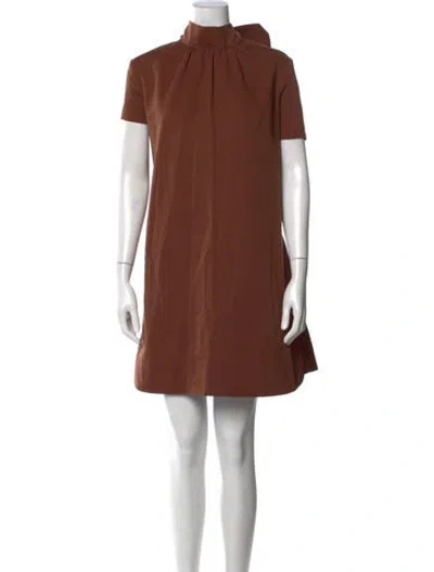 Pre-owned Staud Tie Neck Mini Dress In Brown