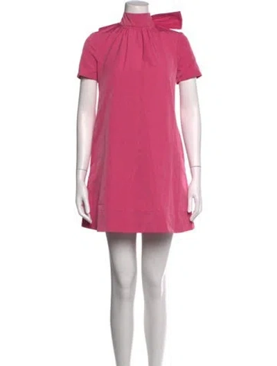 Pre-owned Staud Tie Neck Mini Dress In Pink