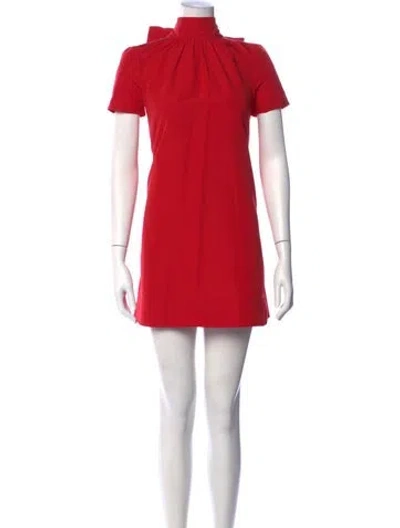 Pre-owned Staud Tie Neck Mini Dress In Red