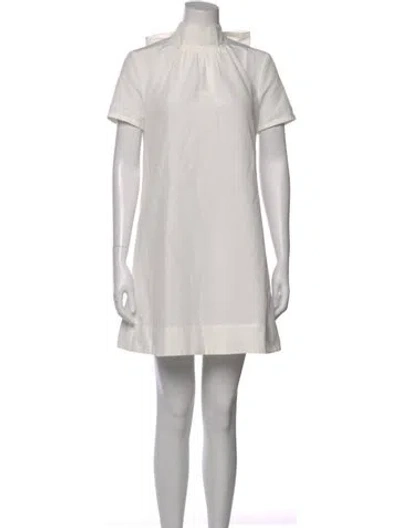 Pre-owned Staud Tie Neck Mini Dress In White
