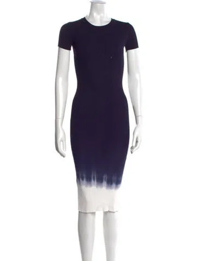 Pre-owned Staud Tie-dye Print Knee-length Dress W/ Tags In Blue