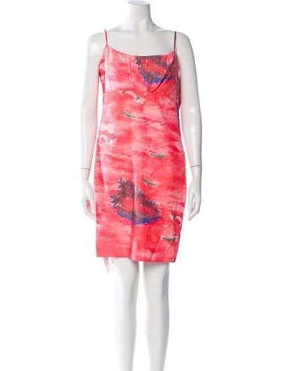 Pre-owned Staud Tie-dye Print Knee-length Dress W/ Tags In Pink