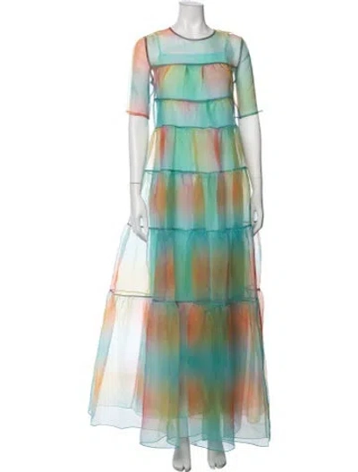 Pre-owned Staud Tie-dye Print Long Dress In Multi