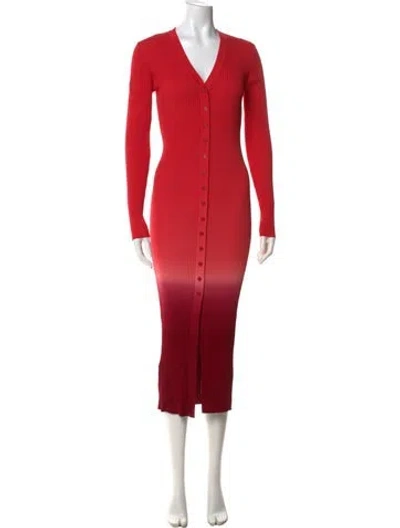 Pre-owned Staud Tie-dye Print Long Dress In Red