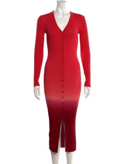 Pre-owned Staud Tie-dye Print Long Dress In Red