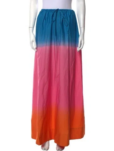Pre-owned Staud Tie-dye Print Long Skirt In Blue