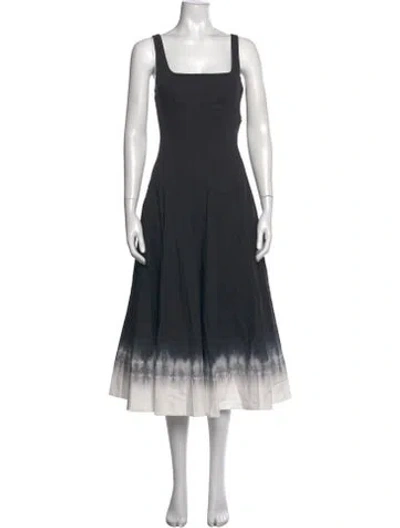 Pre-owned Staud Tie-dye Print Midi Length Dress In Black