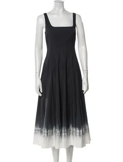 Pre-owned Staud Tie-dye Print Midi Length Dress In Grey