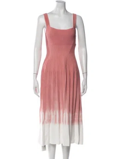 Pre-owned Staud Tie-dye Print Midi Length Dress W/ Tags In Pink