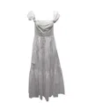 Staud Tiered Button-front Midi Dress In White Cotton In Grey