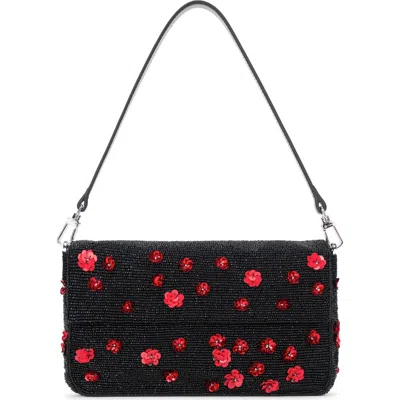 Staud Timmy Beaded Shoulder Bag In Black
