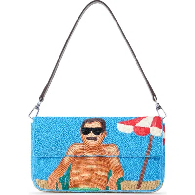 Staud Timmy Beaded Shoulder Bag In Blue