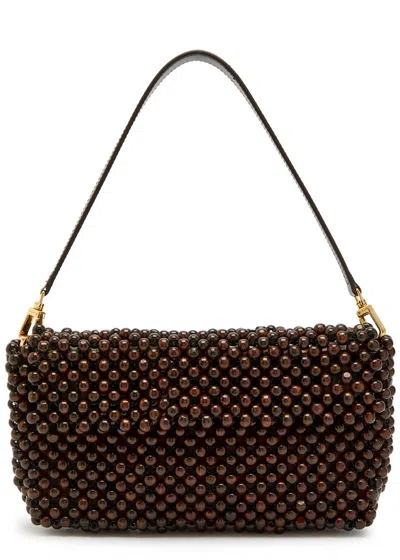 Staud Timmy Beaded Shoulder Bag In Brown