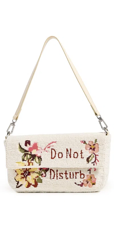 Staud Timmy Leather-trimmed Beaded Satin Shoulder Bag In White