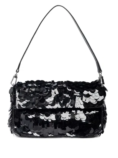 Staud Timmy Sequin Shoulder Bag In Black