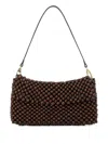 Staud Timmy Leather-trimmed Beaded Mesh Shoulder Bag In Brown