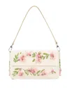 Staud Timmy Leather-trimmed Beaded Satin Shoulder Bag In Magnolia