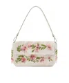 Staud Timmy Leather-trimmed Beaded Satin Shoulder Bag In Nude