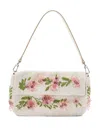 Staud Timmy Leather-trimmed Beaded Satin Shoulder Bag In White
