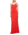 Staud Toluca Asymmetric Neck Silk Gown In Red