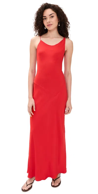 Staud Toluca Silk Dress Red Rose