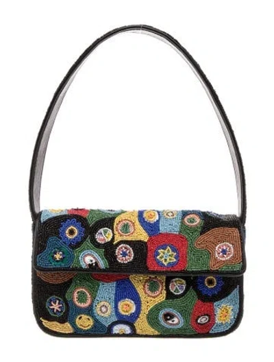 Pre-owned Staud Tommy Beaded Bag In Blue