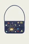 STAUD TOMMY BEADED BAG IN NAVY CELESTIAL