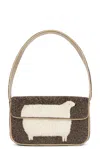 Staud Tommy Fleece-trimmed Beaded Satin Shoulder Bag In Pink