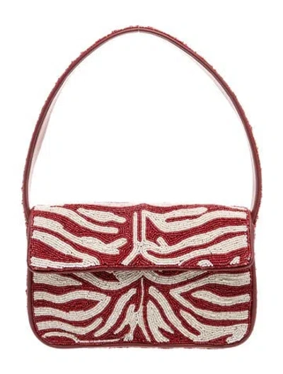 Pre-owned Staud Tommy Beaded Bag In Red/white