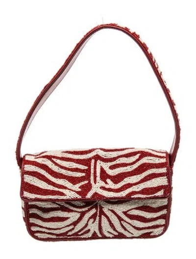 Pre-owned Staud Tommy Beaded Bag In Red/white